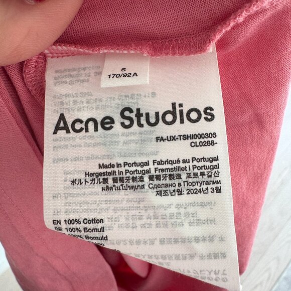ACNE STUDIOS - Pink Face Crystal Baby Tee - Picture 3 of 3